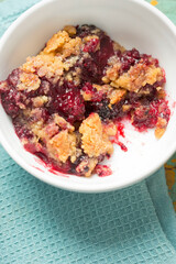 Plum dump cake. Simple cake with plums