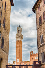 Obraz premium View of Torre del Mangia, iconic landmark of Siena, Italy