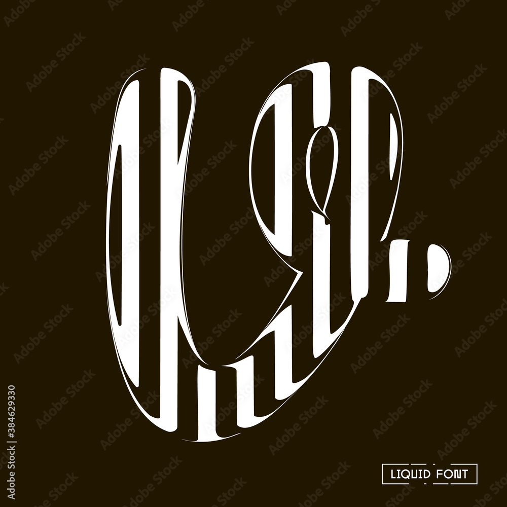 Fototapete v letter formed by parallel lines. a letter made of glass through which lines are visible that are d