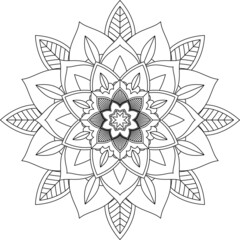 Easy Mandala coloring book simple and basic for beginners, seniors and children. Set of Mehndi flower pattern for Henna drawing and tattoo. Decoration in ethnic oriental, Indian style.
