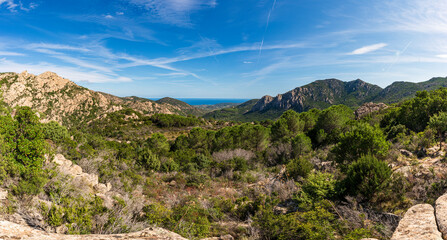 Fototapeta na wymiar Panoramic view from Monte Niesddu, San Teodoro, Olbia - Sardinia