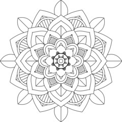 Easy Mandala coloring book simple and basic for beginners, seniors and children. Set of Mehndi flower pattern for Henna drawing and tattoo. Decoration in ethnic oriental, Indian style.