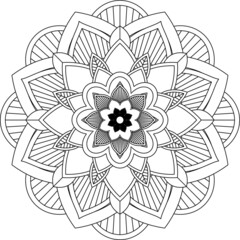 Easy Mandala coloring book simple and basic for beginners, seniors and children. Set of Mehndi flower pattern for Henna drawing and tattoo. Decoration in ethnic oriental, Indian style.