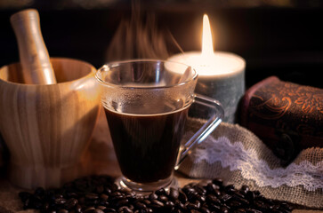 cup of coffee and beans
