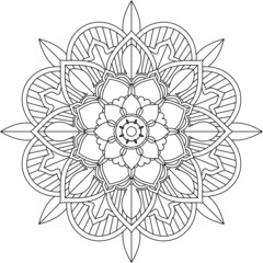 Easy Mandala coloring book simple and basic for beginners, seniors and children. Set of Mehndi flower pattern for Henna drawing and tattoo. Decoration in ethnic oriental, Indian style.
