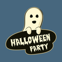 Ghost Halloween party. Vector.