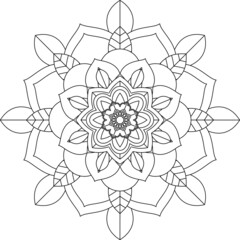 Easy Mandala coloring book simple and basic for beginners, seniors and children. Set of Mehndi flower pattern for Henna drawing and tattoo. Decoration in ethnic oriental, Indian style.