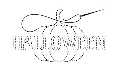 Silhouette of pumpkin and word 