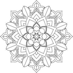 Easy Mandala coloring book simple and basic for beginners, seniors and children. Set of Mehndi flower pattern for Henna drawing and tattoo. Decoration in ethnic oriental, Indian style.