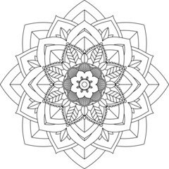 Easy Mandala coloring book simple and basic for beginners, seniors and children. Set of Mehndi flower pattern for Henna drawing and tattoo. Decoration in ethnic oriental, Indian style.