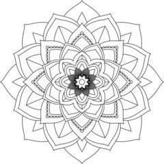 Easy Mandala coloring book simple and basic for beginners, seniors and children. Set of Mehndi flower pattern for Henna drawing and tattoo. Decoration in ethnic oriental, Indian style.