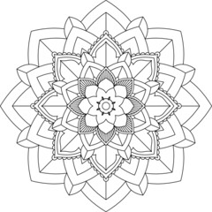 Easy Mandala coloring book simple and basic for beginners, seniors and children. Set of Mehndi flower pattern for Henna drawing and tattoo. Decoration in ethnic oriental, Indian style.