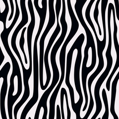 Zebra fur textured seamless pattern vector illustration. Backgrounds, wallpaper, texture.