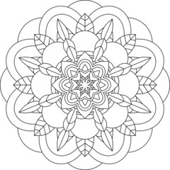 Easy Mandala coloring book simple and basic for beginners, seniors and children. Set of Mehndi flower pattern for Henna drawing and tattoo. Decoration in ethnic oriental, Indian style.