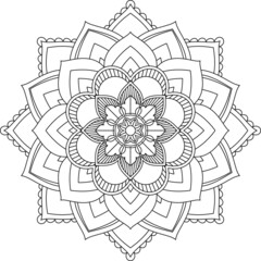 Easy Mandala coloring book simple and basic for beginners, seniors and children. Set of Mehndi flower pattern for Henna drawing and tattoo. Decoration in ethnic oriental, Indian style.