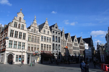 Fototapeta na wymiar Antwerp, Belgium in October 2019: beautiful old buildings around the great market place in Antwerp