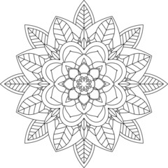 Easy Mandala coloring book simple and basic for beginners, seniors and children. Set of Mehndi flower pattern for Henna drawing and tattoo. Decoration in ethnic oriental, Indian style.