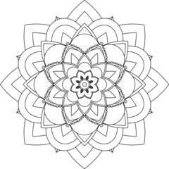 Easy Mandala coloring book simple and basic for beginners, seniors and children. Set of Mehndi flower pattern for Henna drawing and tattoo. Decoration in ethnic oriental, Indian style.