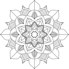 Easy Mandala coloring book simple and basic for beginners, seniors and children. Set of Mehndi flower pattern for Henna drawing and tattoo. Decoration in ethnic oriental, Indian style.