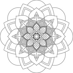 Easy Mandala coloring book simple and basic for beginners, seniors and children. Set of Mehndi flower pattern for Henna drawing and tattoo. Decoration in ethnic oriental, Indian style.