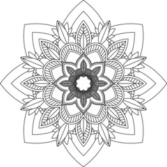 Easy Mandala coloring book simple and basic for beginners, seniors and children. Set of Mehndi flower pattern for Henna drawing and tattoo. Decoration in ethnic oriental, Indian style.