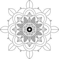 Easy Mandala coloring book simple and basic for beginners, seniors and children. Set of Mehndi flower pattern for Henna drawing and tattoo. Decoration in ethnic oriental, Indian style.