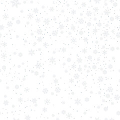 Christmas seamless pattern with snowflakes abstract background. Gray snowflakes.   Vector illustration. White background. Holiday design for Christmas and New Year fashion prints.