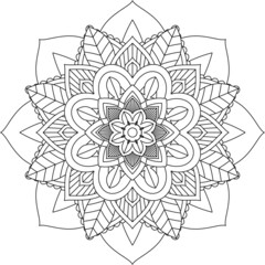 Easy Mandala coloring book simple and basic for beginners, seniors and children. Set of Mehndi flower pattern for Henna drawing and tattoo. Decoration in ethnic oriental, Indian style.