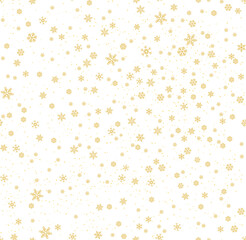 Fototapeta na wymiar Christmas seamless pattern with snowflakes abstract background. Gold snowflakes. Vector illustration. White background. Holiday design for Christmas and New Year fashion prints.