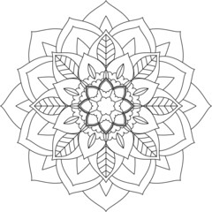 Easy Mandala coloring book simple and basic for beginners, seniors and children. Set of Mehndi flower pattern for Henna drawing and tattoo. Decoration in ethnic oriental, Indian style.