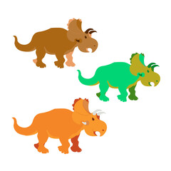 Triceratops. Vector illustration of large prehistoric animals. Various trendy colors.