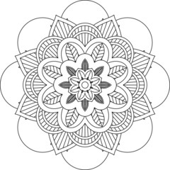Easy Mandala coloring book simple and basic for beginners, seniors and children. Set of Mehndi flower pattern for Henna drawing and tattoo. Decoration in ethnic oriental, Indian style.