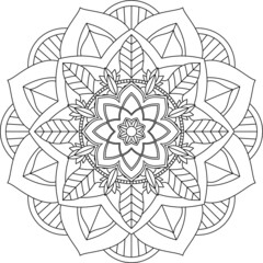 Easy Mandala coloring book simple and basic for beginners, seniors and children. Set of Mehndi flower pattern for Henna drawing and tattoo. Decoration in ethnic oriental, Indian style.
