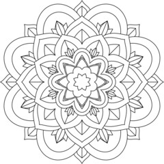 Easy Mandala coloring book simple and basic for beginners, seniors and children. Set of Mehndi flower pattern for Henna drawing and tattoo. Decoration in ethnic oriental, Indian style.
