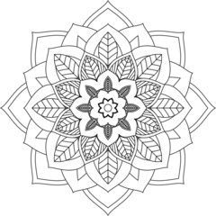 Easy Mandala coloring book simple and basic for beginners, seniors and children. Set of Mehndi flower pattern for Henna drawing and tattoo. Decoration in ethnic oriental, Indian style.