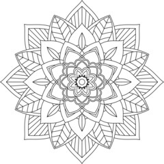 Easy Mandala coloring book simple and basic for beginners, seniors and children. Set of Mehndi flower pattern for Henna drawing and tattoo. Decoration in ethnic oriental, Indian style.