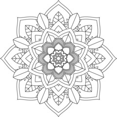 Easy Mandala coloring book simple and basic for beginners, seniors and children. Set of Mehndi flower pattern for Henna drawing and tattoo. Decoration in ethnic oriental, Indian style.