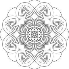 Easy Mandala coloring book simple and basic for beginners, seniors and children. Set of Mehndi flower pattern for Henna drawing and tattoo. Decoration in ethnic oriental, Indian style.
