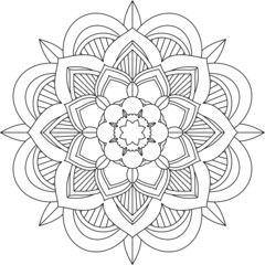 Easy Mandala coloring book simple and basic for beginners, seniors and children. Set of Mehndi flower pattern for Henna drawing and tattoo. Decoration in ethnic oriental, Indian style.