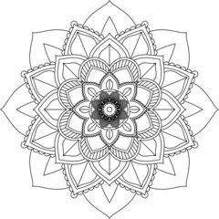 Easy Mandala coloring book simple and basic for beginners, seniors and children. Set of Mehndi flower pattern for Henna drawing and tattoo. Decoration in ethnic oriental, Indian style.