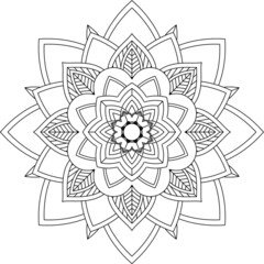 Easy Mandala coloring book simple and basic for beginners, seniors and children. Set of Mehndi flower pattern for Henna drawing and tattoo. Decoration in ethnic oriental, Indian style.