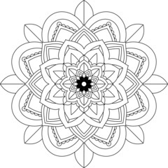 Easy Mandala coloring book simple and basic for beginners, seniors and children. Set of Mehndi flower pattern for Henna drawing and tattoo. Decoration in ethnic oriental, Indian style.