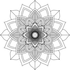 Easy Mandala coloring book simple and basic for beginners, seniors and children. Set of Mehndi flower pattern for Henna drawing and tattoo. Decoration in ethnic oriental, Indian style.