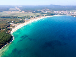 Amazing Aerial view of South Beach of Primorsko, Bulgaria