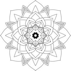 Easy Mandala coloring book simple and basic for beginners, seniors and children. Set of Mehndi flower pattern for Henna drawing and tattoo. Decoration in ethnic oriental, Indian style.