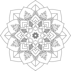 Easy Mandala coloring book simple and basic for beginners, seniors and children. Set of Mehndi flower pattern for Henna drawing and tattoo. Decoration in ethnic oriental, Indian style.