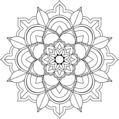 Easy Mandala coloring book simple and basic for beginners, seniors and children. Set of Mehndi flower pattern for Henna drawing and tattoo. Decoration in ethnic oriental, Indian style.
