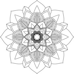 Easy Mandala coloring book simple and basic for beginners, seniors and children. Set of Mehndi flower pattern for Henna drawing and tattoo. Decoration in ethnic oriental, Indian style.