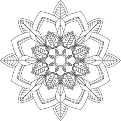 Easy Mandala coloring book simple and basic for beginners, seniors and children. Set of Mehndi flower pattern for Henna drawing and tattoo. Decoration in ethnic oriental, Indian style.