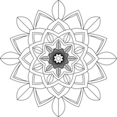 Easy Mandala coloring book simple and basic for beginners, seniors and children. Set of Mehndi flower pattern for Henna drawing and tattoo. Decoration in ethnic oriental, Indian style.
